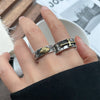 Vintage-Style Open Ring, Silver-Tone Band with Gold-Tone Eye or Cross Design