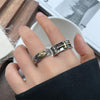 Vintage-Style Open Ring, Silver-Tone Band with Gold-Tone Eye or Cross Design