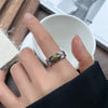 Vintage-Style Open Ring, Silver-Tone Band with Gold-Tone Eye or Cross Design