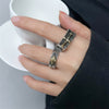 Vintage-Style Open Ring, Silver-Tone Band with Gold-Tone Eye or Cross Design