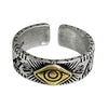Vintage-Style Open Ring, Silver-Tone Band with Gold-Tone Eye or Cross Design