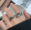 Vintage-Style Open Ring, Silver-Tone Band with Gold-Tone Eye or Cross Design