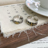 Vintage-Style Open Ring, Silver-Tone Band with Gold-Tone Eye or Cross Design