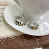 Vintage-Style Open Ring, Silver-Tone Band with Gold-Tone Eye or Cross Design