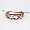 Multi-Layer Woven Bracelet, Mixed-Material Bands with Shell Detail and Vintage-Inspired Design - ZX-0112