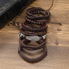 6-Piece Layered Bracelet Set, Woven Bands with Alloy Wing Accents in Black or Brown - Product view 3