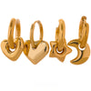 Star Moon Heart Pendant Drop Hoop Huggie Earrings Gold Plated Stainless Steel Charm Jewelry - Image 1