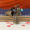 Engraved Bell Pendant, Antique Brass, 3.3cm, Bell Only or Cord and Keyring Options