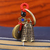 Engraved Bell Pendant, Antique Brass, 3.3cm, Bell Only or Cord and Keyring Options