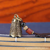 Engraved Bell Pendant, Antique Brass, 3.3cm, Bell Only or Cord and Keyring Options