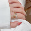 Leaf Spray Ring, Copper with Clear Accents, Adjustable Gold or Silver-Tone Band