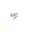 Leaf Spray Ring, Copper with Clear Accents, Adjustable Gold or Silver-Tone Band