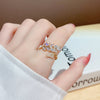 Leaf Spray Ring, Copper with Clear Accents, Adjustable Gold or Silver-Tone Band
