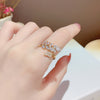 Leaf Spray Ring, Copper with Clear Accents, Adjustable Gold or Silver-Tone Band