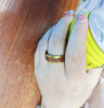 Wood Inlay Ring, Gold-Tone Stainless Steel with Brown Grain, 8mm Domed Band, Sizes 6-13