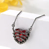 Heart Claw Pendant Necklace, Dark Red Heart with Black Zinc Alloy Claw Setting, Gothic-Inspired Design - Product view 2