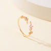 Leaf Ring with Colored Cubic Zirconia, Copper, Adjustable, 19 Color Options