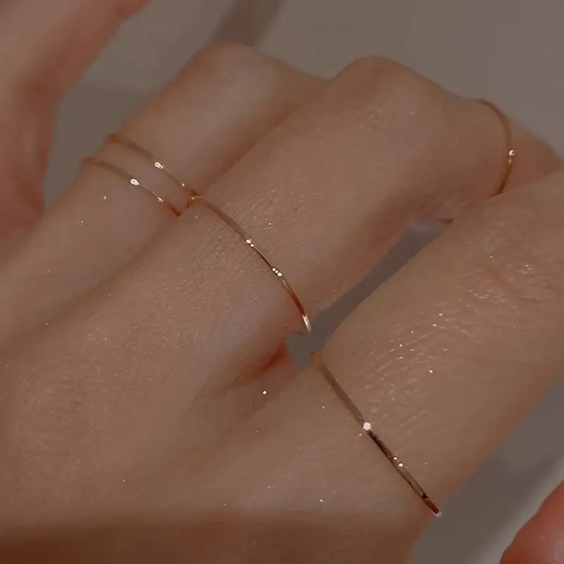 Slim Stacking Ring Set, Stainless Steel with Smooth Bands, Gold or Silver-Tone, 5 Pieces