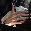 Sky Blue Inlay Ring, Silver-Tone Alloy with Adjustable Opening, Wide or Narrow Band