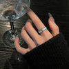 Sky Blue Inlay Ring, Silver-Tone Alloy with Adjustable Opening, Wide or Narrow Band