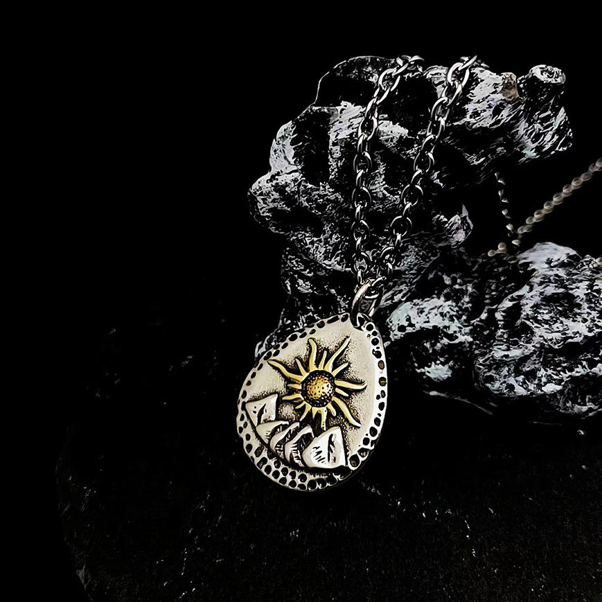 Sun and Moon Pendant, Vintage Distressed Design, Pendant Only or with 60 cm O-Chain - Product view 1