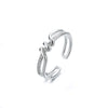 Double Band Ring, Silver-Tone Copper with Adjustable Opening, Twisted or Interlocking Design