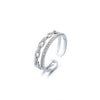 Double Band Ring, Silver-Tone Copper with Adjustable Opening, Twisted or Interlocking Design