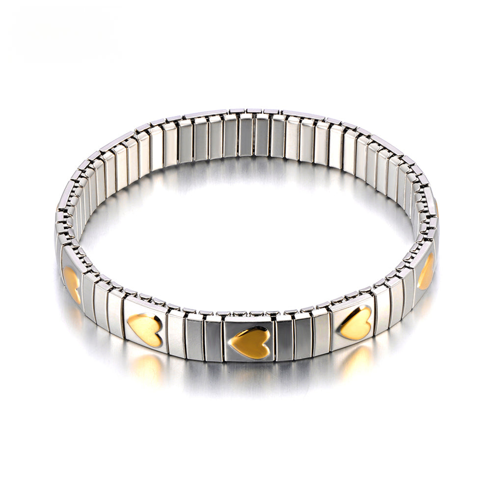 316L Stainless Steel CZ Crystal Elasticity Chain Bracelets For Women Gold Plated Jewelry - Image 1