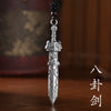 Bagua and Qiankun Sword Pendants, Silver-Tone Copper Designs with Traditional Ornamental Details, Pendant Only - TD-332 "Eight Diagrams Sword" pendant: [without chain]] / Copper Plated Thai Silver
