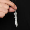 Bagua and Qiankun Sword Pendants, Silver-Tone Copper Designs with Traditional Ornamental Details, Pendant Only - Product view 4