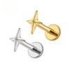 Titanium 16G Four-Pointed Star Cartilage Earring Helix Tragus Stud Flatback Labret Nose Stud Piercing - Image 1