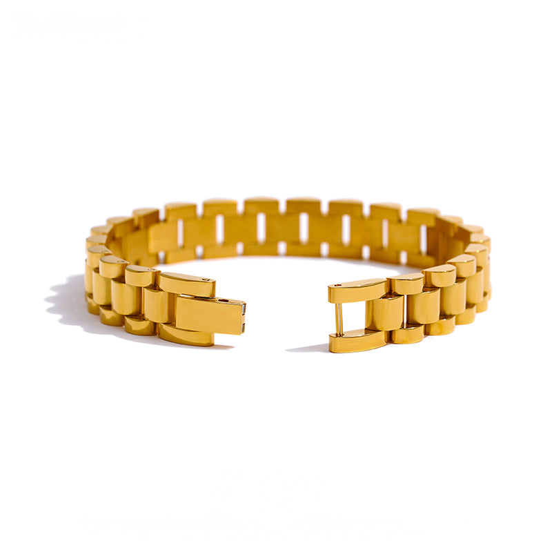 Stainless Steel Chain Bracelet Simple Plated Heavy Metal Texture Jewelry Men Party - Image 1