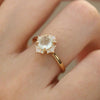 Oval Halo Ring, Gold-Tone Copper with Pale Cabochon and Clear Accents, Adjustable