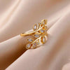 Leaf Branch Ring, Copper with Colored Accents and Adjustable Opening, 5 Color Combinations