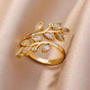 Leaf Branch Ring, Copper with Colored Accents and Adjustable Opening, 5 Color Combinations