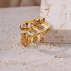 Leaf Branch Ring, Copper with Colored Accents and Adjustable Opening, 5 Color Combinations