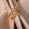 Leaf Branch Ring, Copper with Colored Accents and Adjustable Opening, 5 Color Combinations