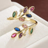 Leaf Branch Ring, Copper with Colored Accents and Adjustable Opening, 5 Color Combinations
