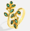 Leaf Branch Ring, Copper with Colored Accents and Adjustable Opening, 5 Color Combinations