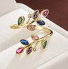 Leaf Branch Ring, Copper with Colored Accents and Adjustable Opening, 5 Color Combinations