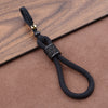 Braided Cord Keychain with Wood Bead, Short Loop Design, Black or Brown