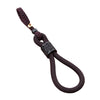 Braided Cord Keychain with Wood Bead, Short Loop Design, Black or Brown