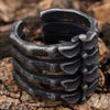 Ribcage Ring for Men, Antique Silver-Tone Skeletal Open Band