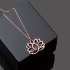 Lotus Pendant Necklace for Women, Stainless Steel Floral Design in Gold, Silver or Rose Gold Tone - Rose Gold-Necklace 1 Pack / 18K