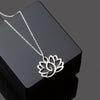 Lotus Pendant Necklace for Women, Stainless Steel Floral Design in Gold, Silver or Rose Gold Tone - silver-Necklace 1 Pack / 18K
