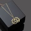 Lotus Pendant Necklace for Women, Stainless Steel Floral Design in Gold, Silver or Rose Gold Tone - Gold-Necklace 1 Pack / 18K