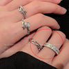 Branch, Vine, Thorn and Rose Rings, Silver-Tone Alloy, Adjustable Singles, 2-Piece or 4-Piece Sets
