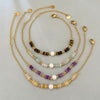 Beaded Bracelet for Women, Flat Round Stone-Style Beads with Stainless Steel and Faux Pearl Accents - Product view 1