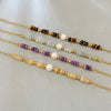 Beaded Bracelet for Women, Flat Round Stone-Style Beads with Stainless Steel and Faux Pearl Accents - Product view 4