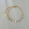 Beaded Bracelet for Women, Flat Round Stone-Style Beads with Stainless Steel and Faux Pearl Accents - Amazon stone abacus beads